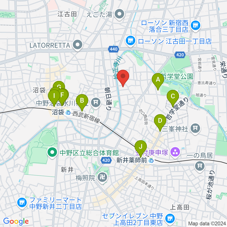 広田ピアノサービス周辺のカフェ一覧地図