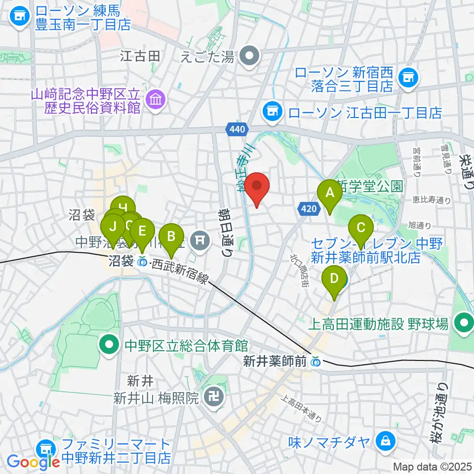広田ピアノサービス周辺のカフェ一覧地図