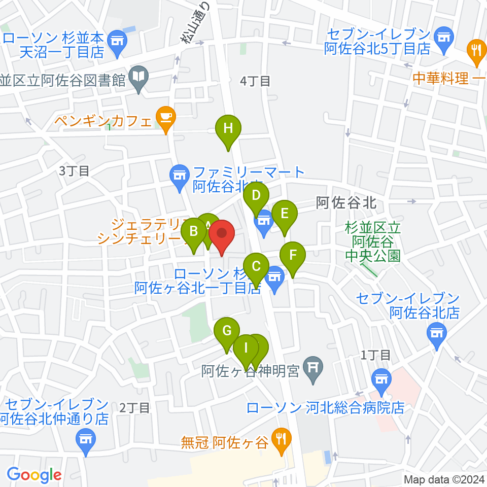 ヒストリークギターズ周辺のカフェ一覧地図