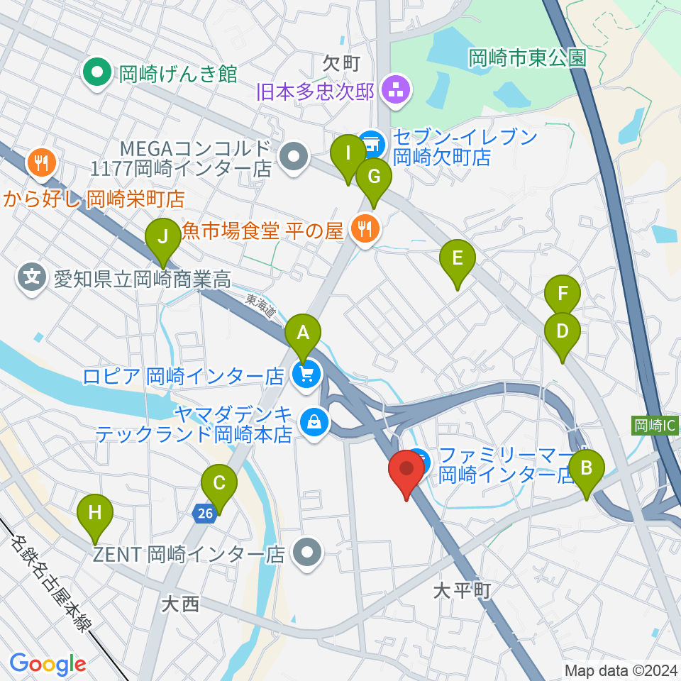 グランドギャラリー本社周辺のカフェ一覧地図