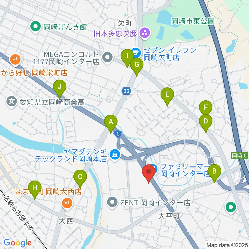 グランドギャラリー本社周辺のカフェ一覧地図