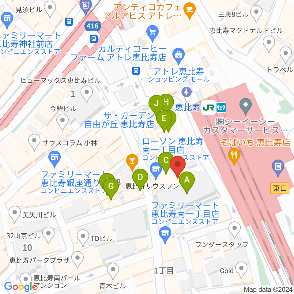 ゴーシュ弦楽器周辺のカフェ一覧地図