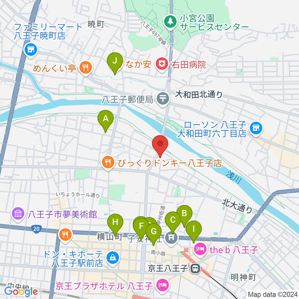 ベヒシュタイン・ジャパン八王子・技術営業センター周辺のカフェ一覧地図