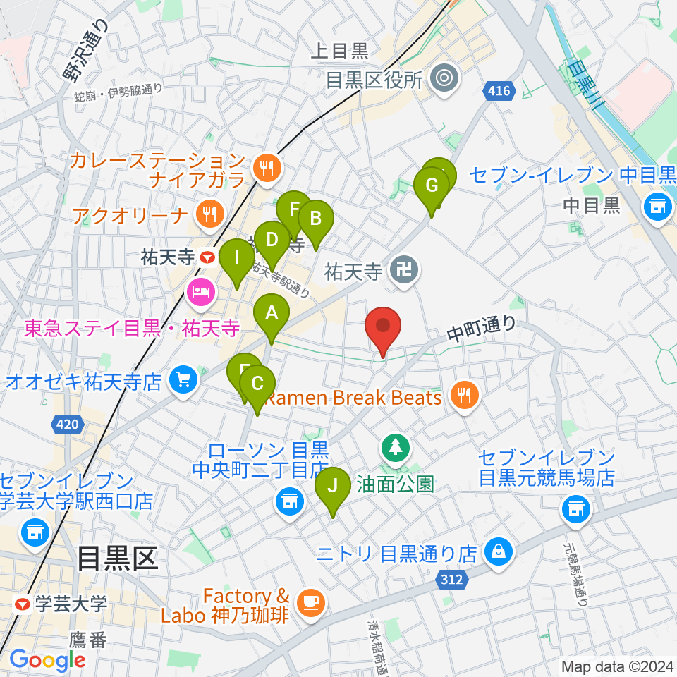 エビスギャング周辺のカフェ一覧地図