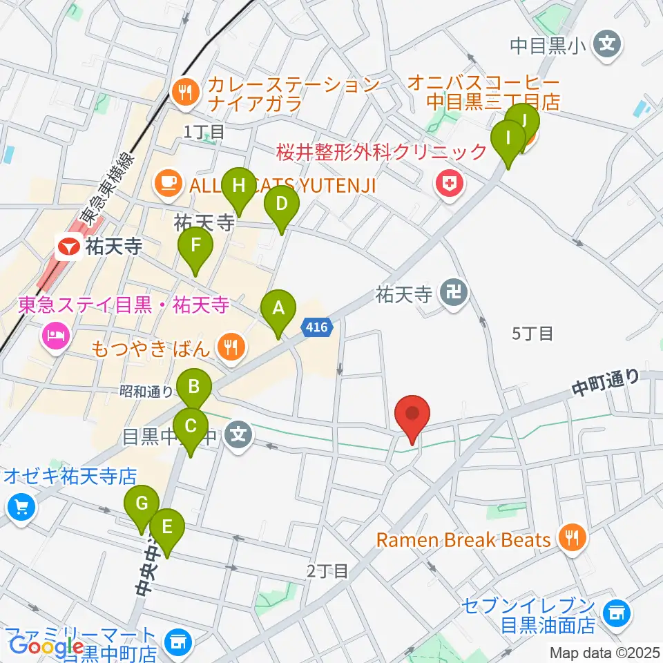 エビスギャング周辺のカフェ一覧地図