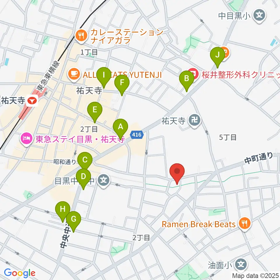 エビスギャング周辺のカフェ一覧地図