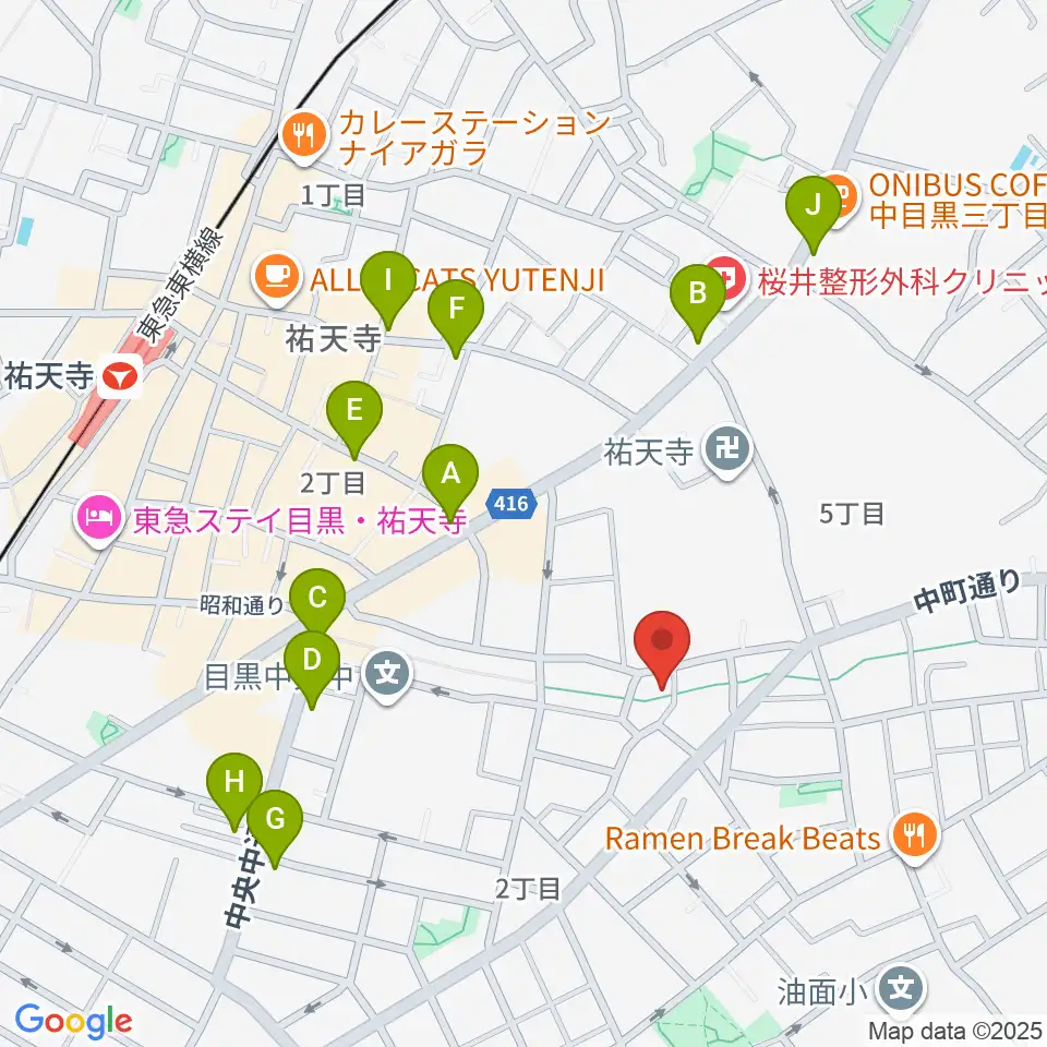 エビスギャング周辺のカフェ一覧地図