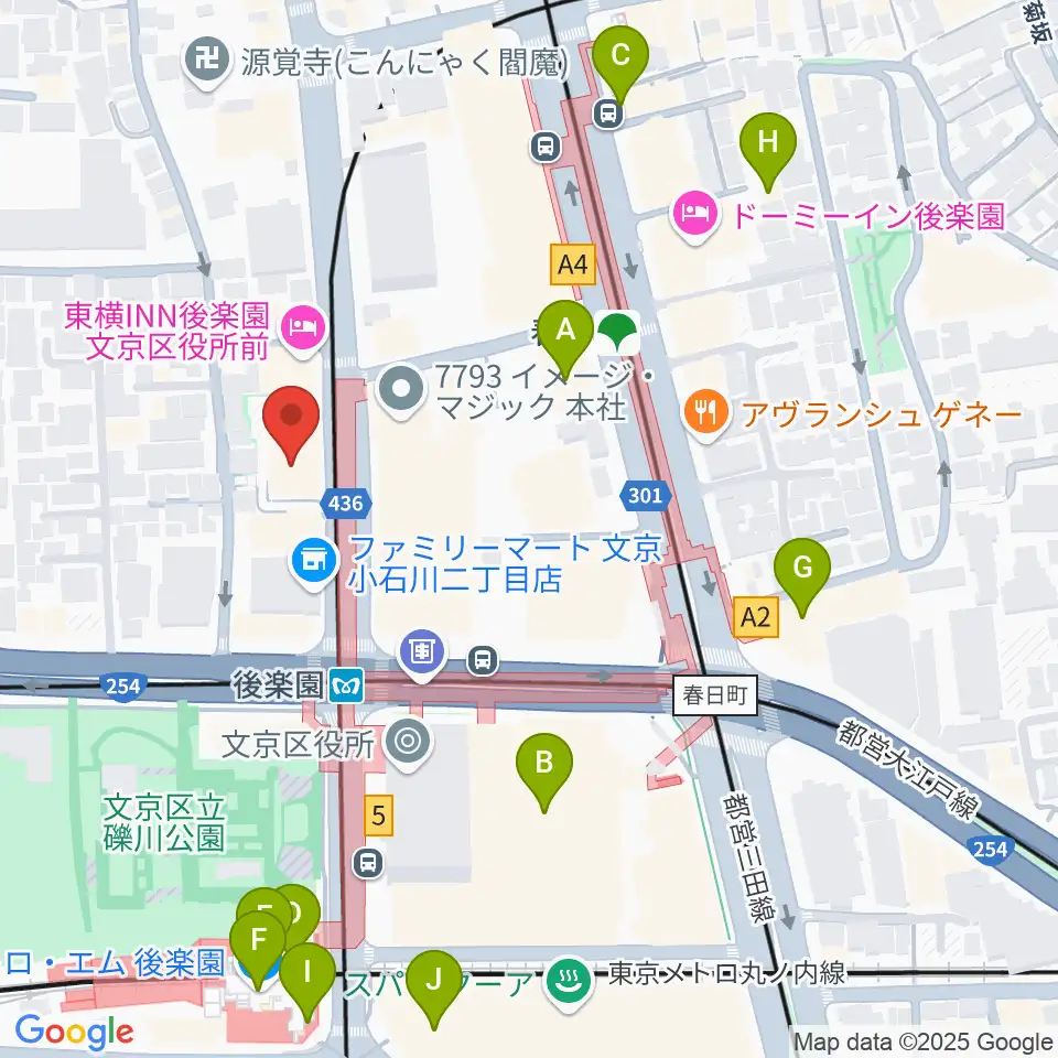 文京楽器周辺のカフェ一覧地図