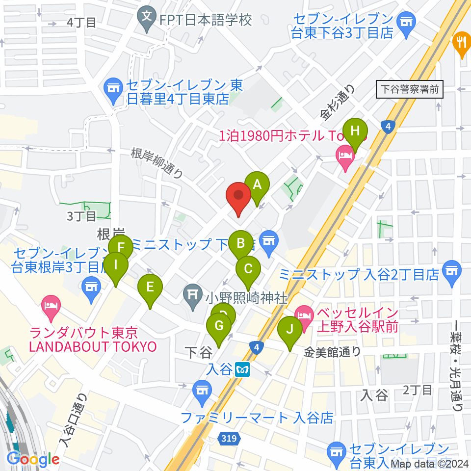 ギターショップ アウラ周辺のカフェ一覧地図