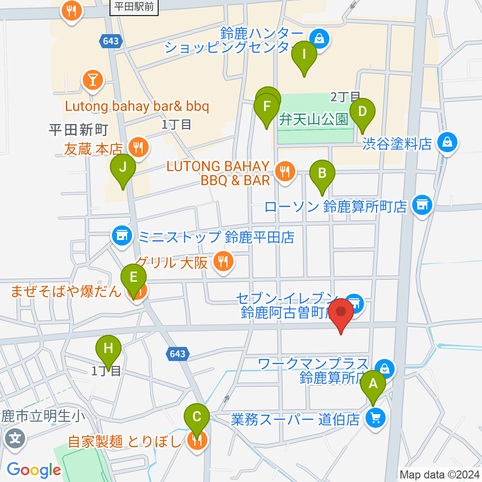 朝日楽器周辺のカフェ一覧地図