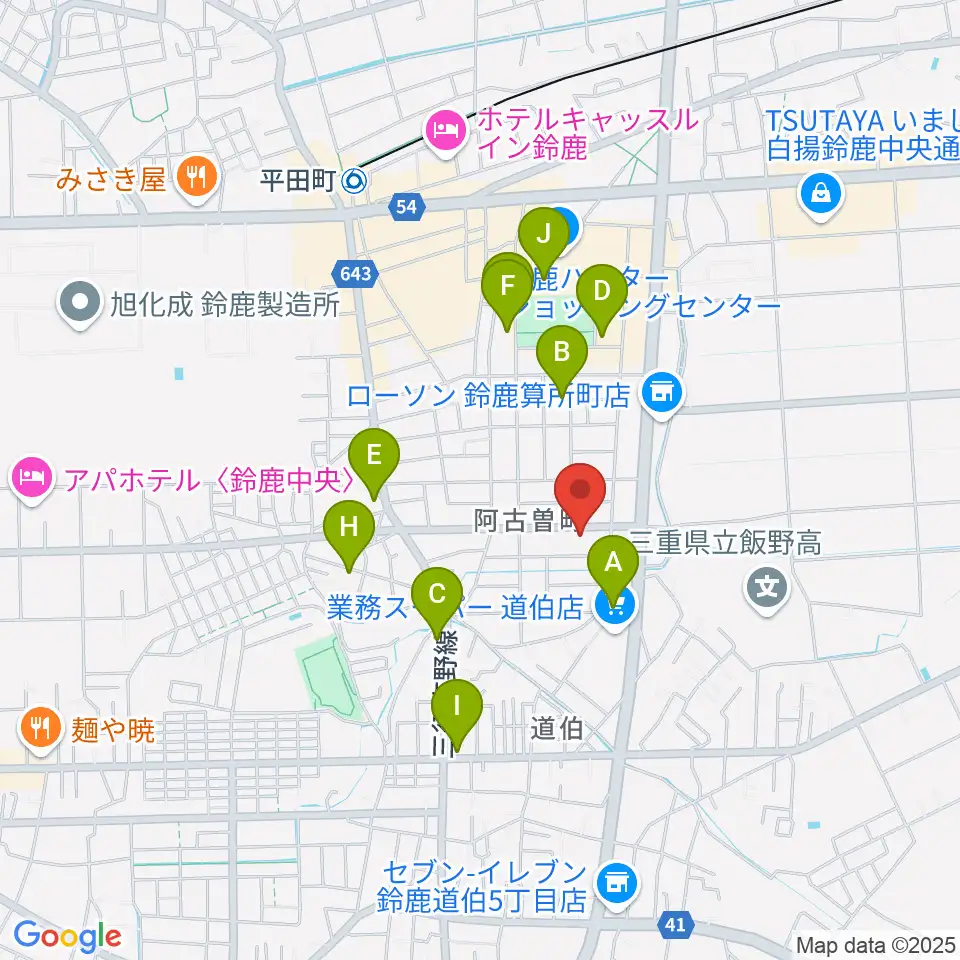 朝日楽器周辺のカフェ一覧地図