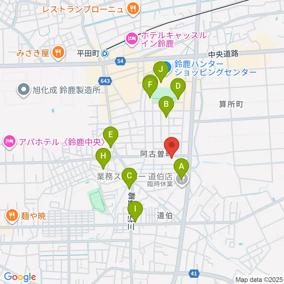 朝日楽器周辺のカフェ一覧地図