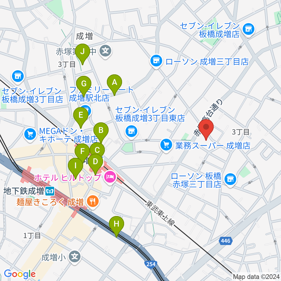 ギターライフ社周辺のカフェ一覧地図