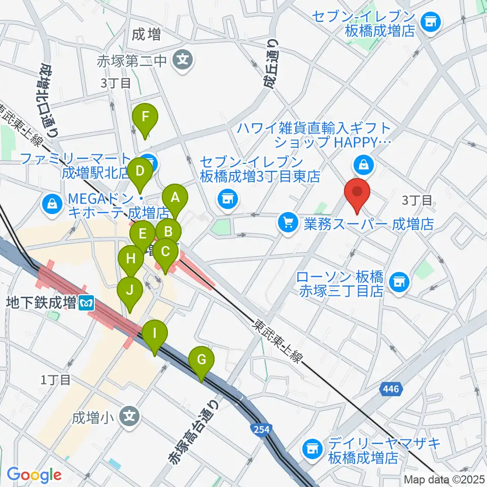 ギターライフ社周辺のカフェ一覧地図