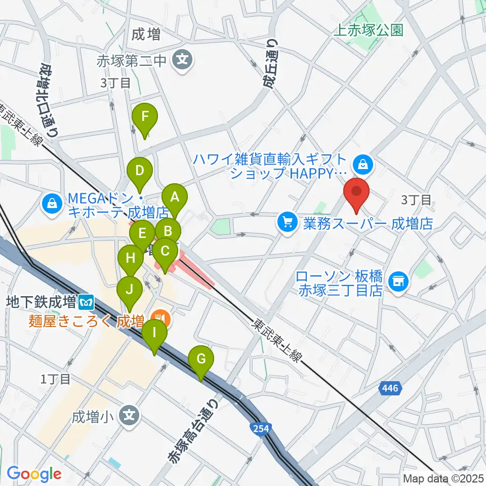 ギターライフ社周辺のカフェ一覧地図