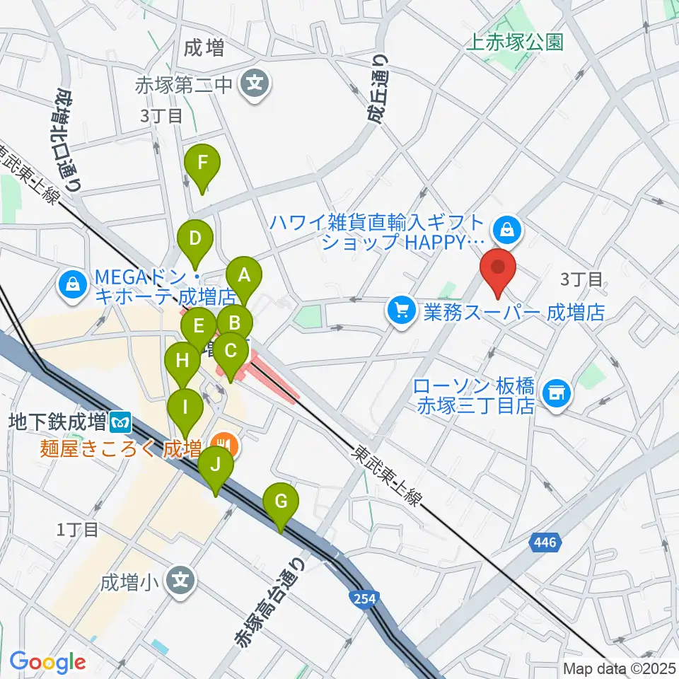 ギターライフ社周辺のカフェ一覧地図