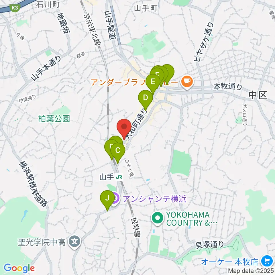エルモア周辺のカフェ一覧地図