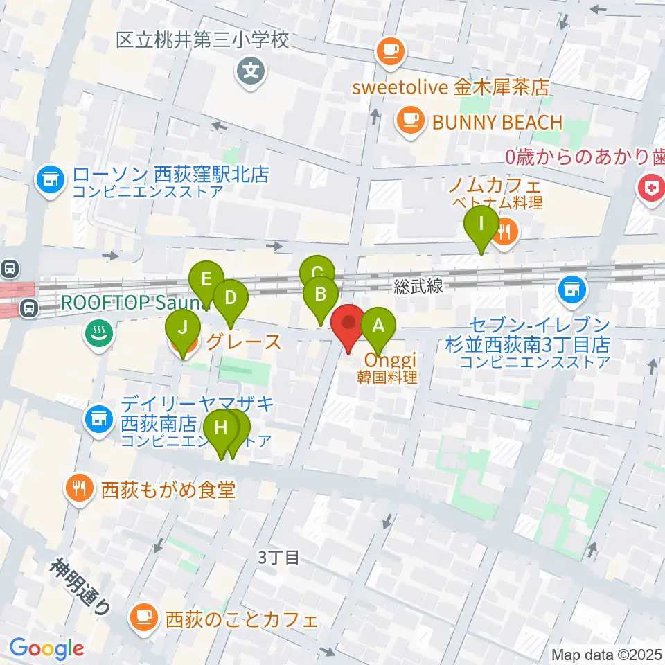 ギターショップG&M周辺のカフェ一覧地図