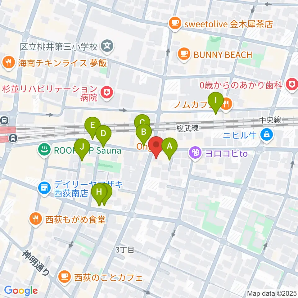 ギターショップG&M周辺のカフェ一覧地図