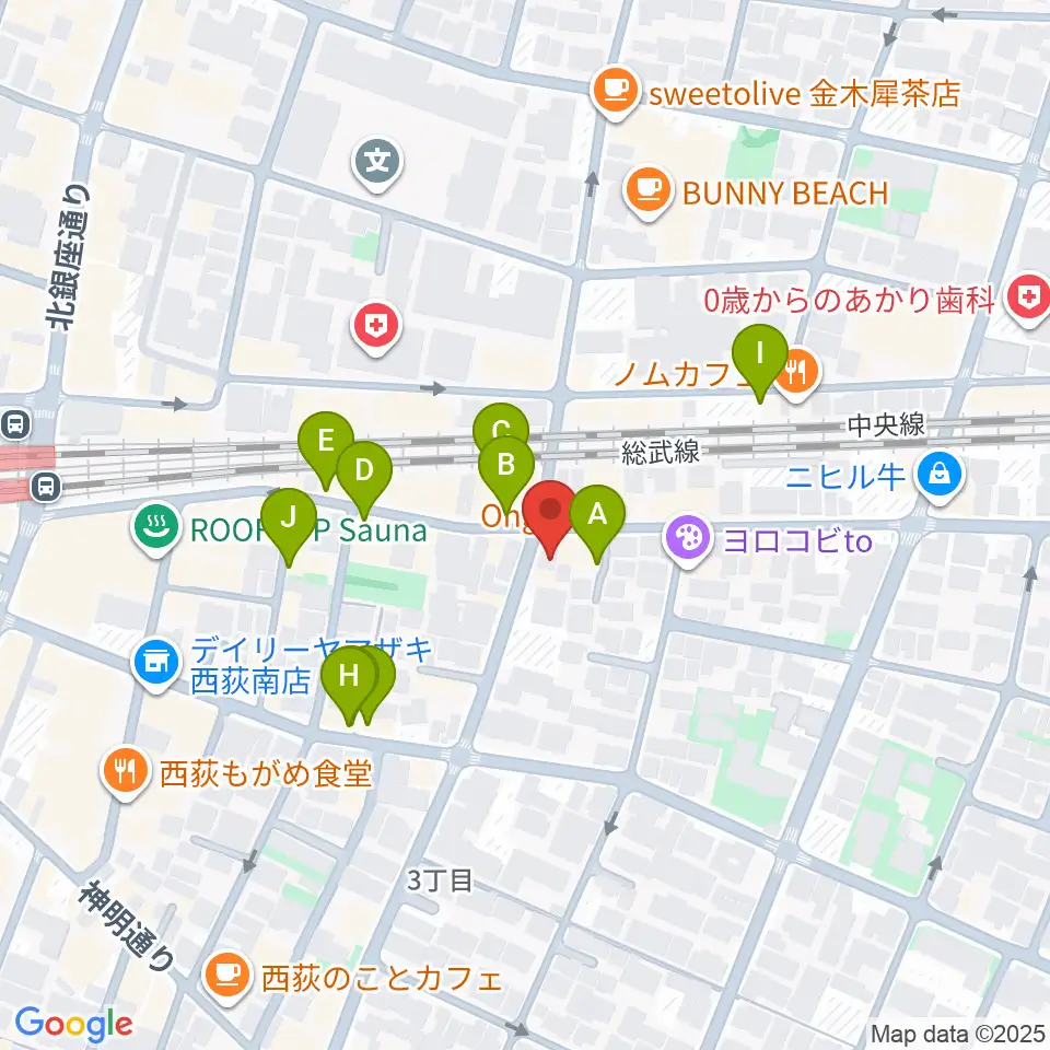ギターショップG&M周辺のカフェ一覧地図