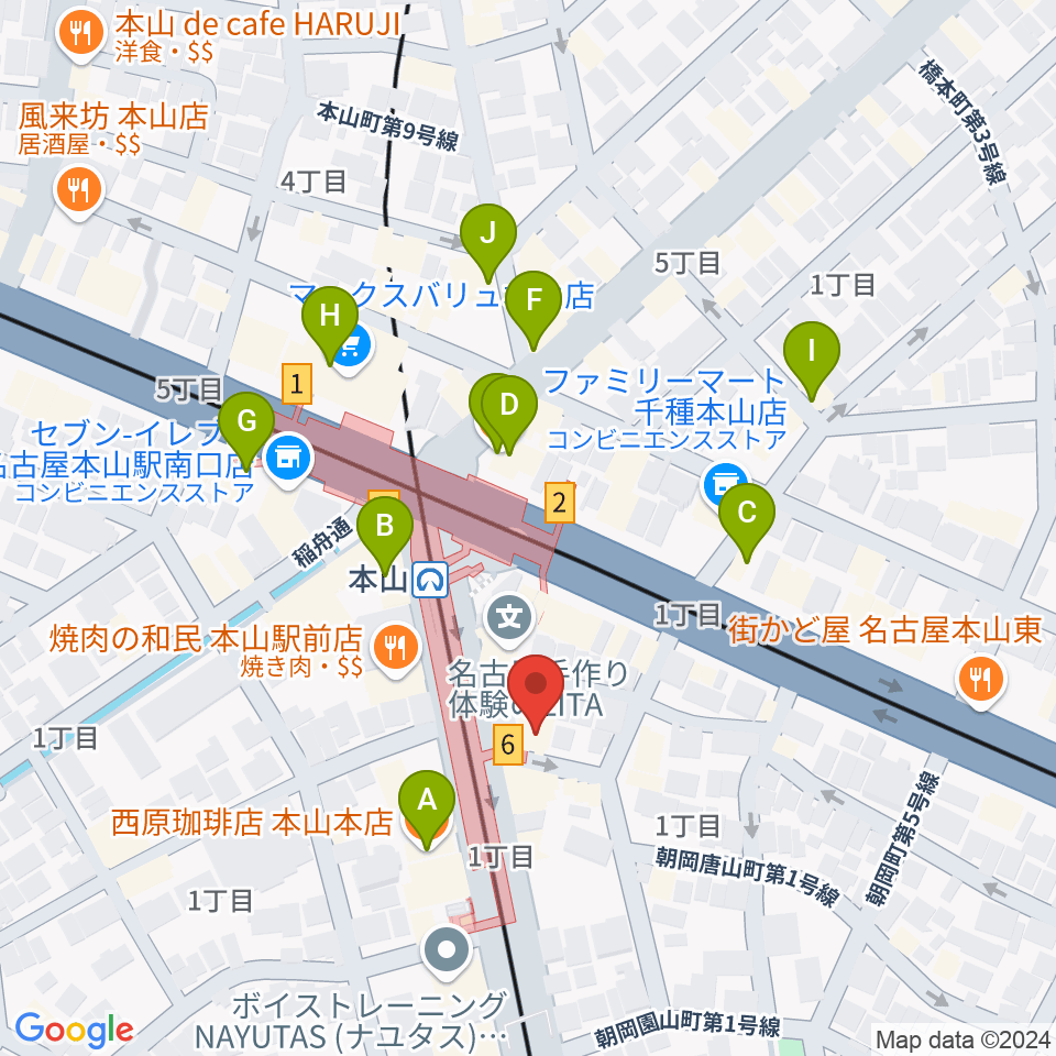 弦楽器グレイス周辺のカフェ一覧地図