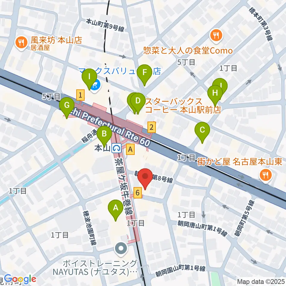 弦楽器グレイス周辺のカフェ一覧地図