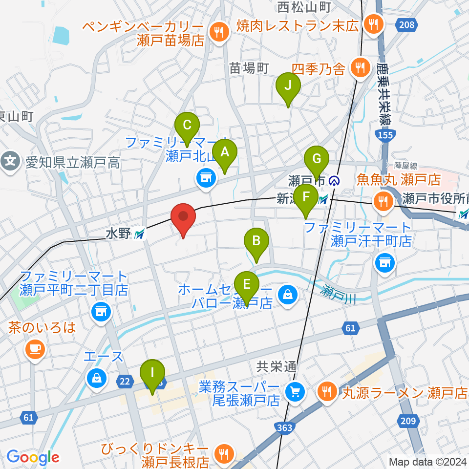 ギターショップ弦屋周辺のカフェ一覧地図