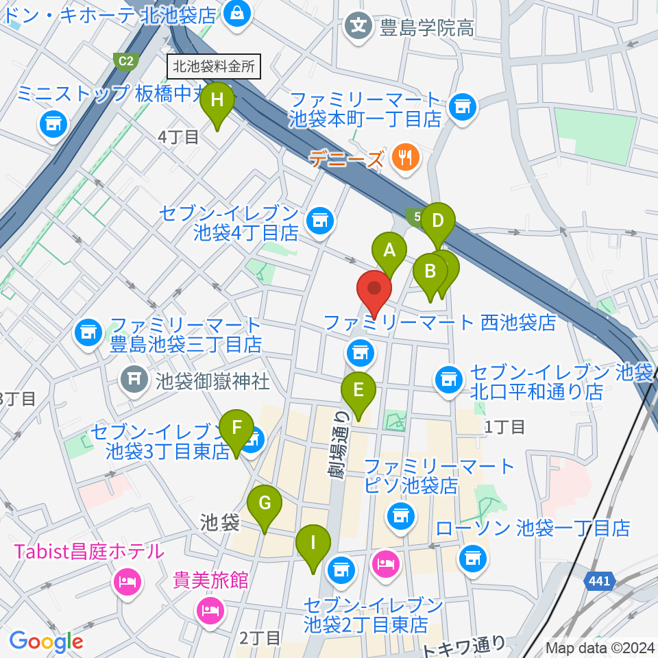 ジーテックオフィス周辺のカフェ一覧地図