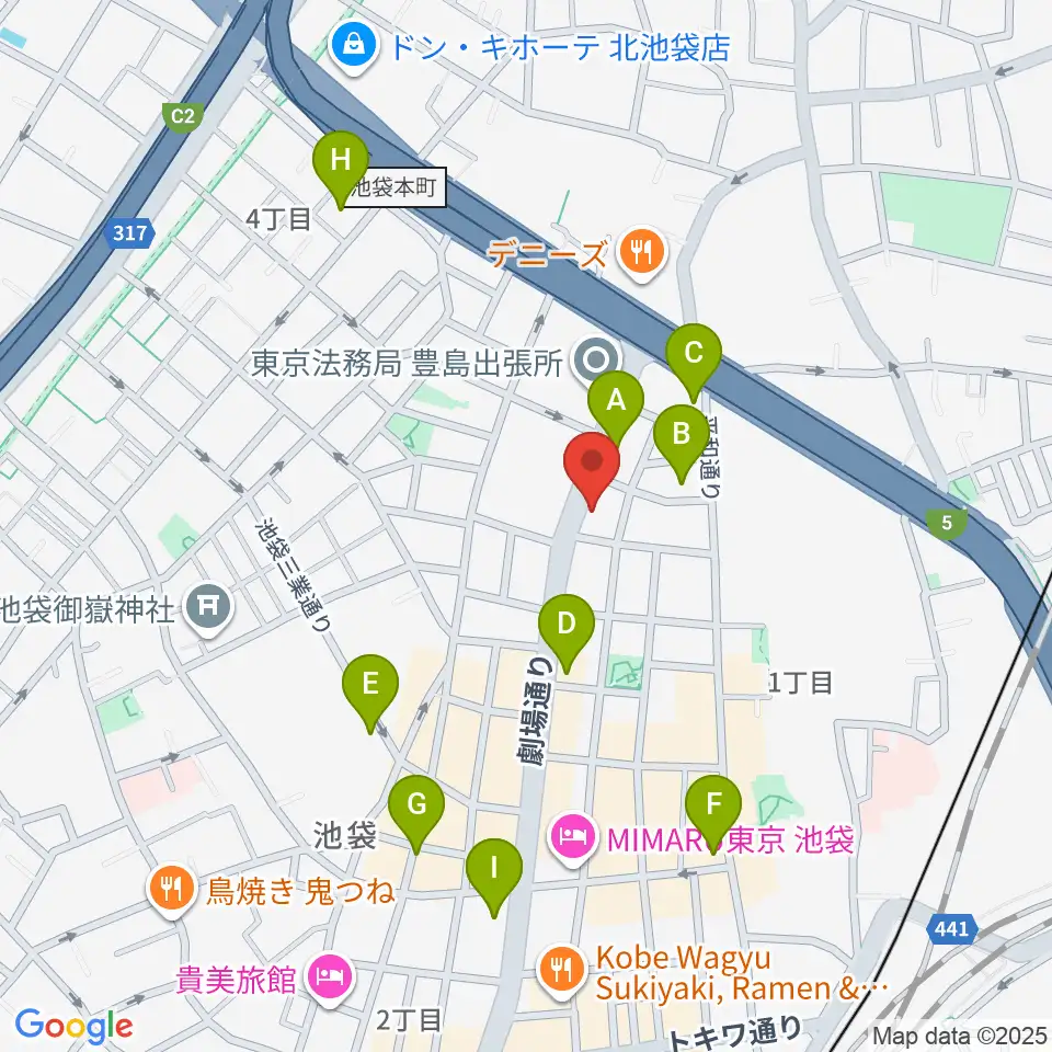 ジーテックオフィス周辺のカフェ一覧地図