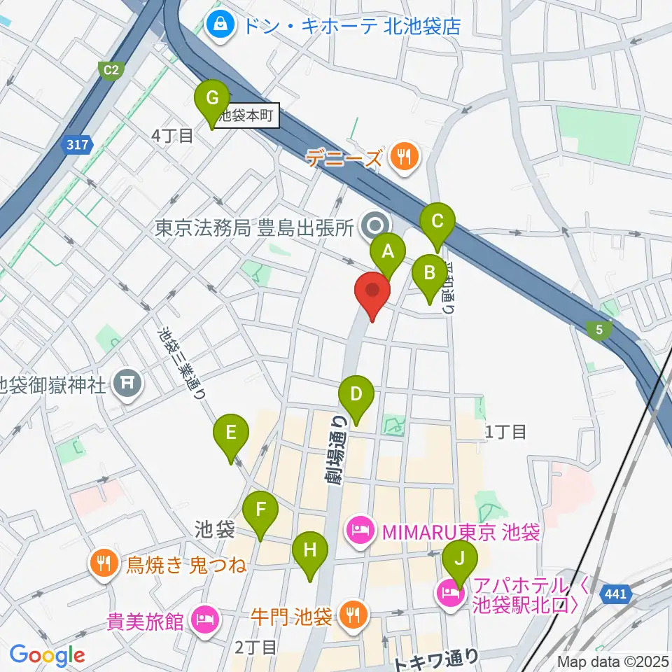 ジーテックオフィス周辺のカフェ一覧地図