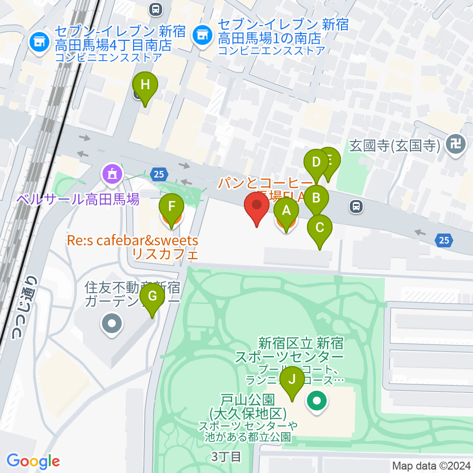 ハセカン ハセガワ管楽器工房周辺のカフェ一覧地図