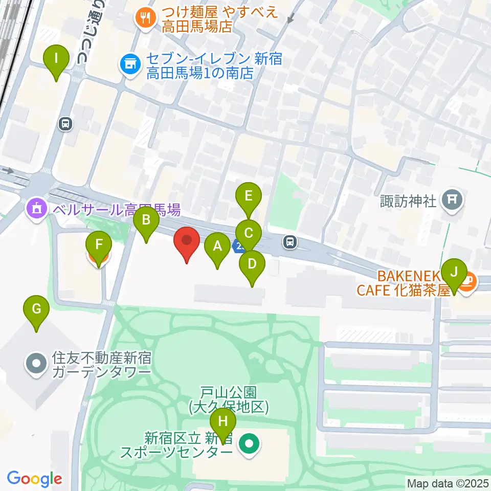 ハセカン ハセガワ管楽器工房周辺のカフェ一覧地図
