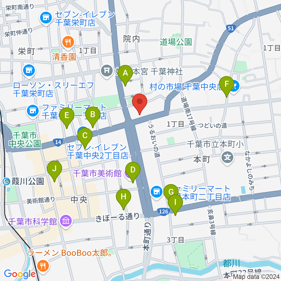 ルイジアナ・ギターズ周辺のカフェ一覧地図