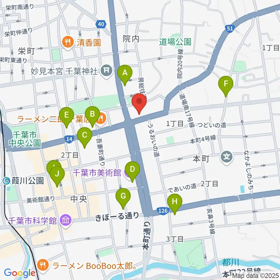 ルイジアナ・ギターズ周辺のカフェ一覧地図