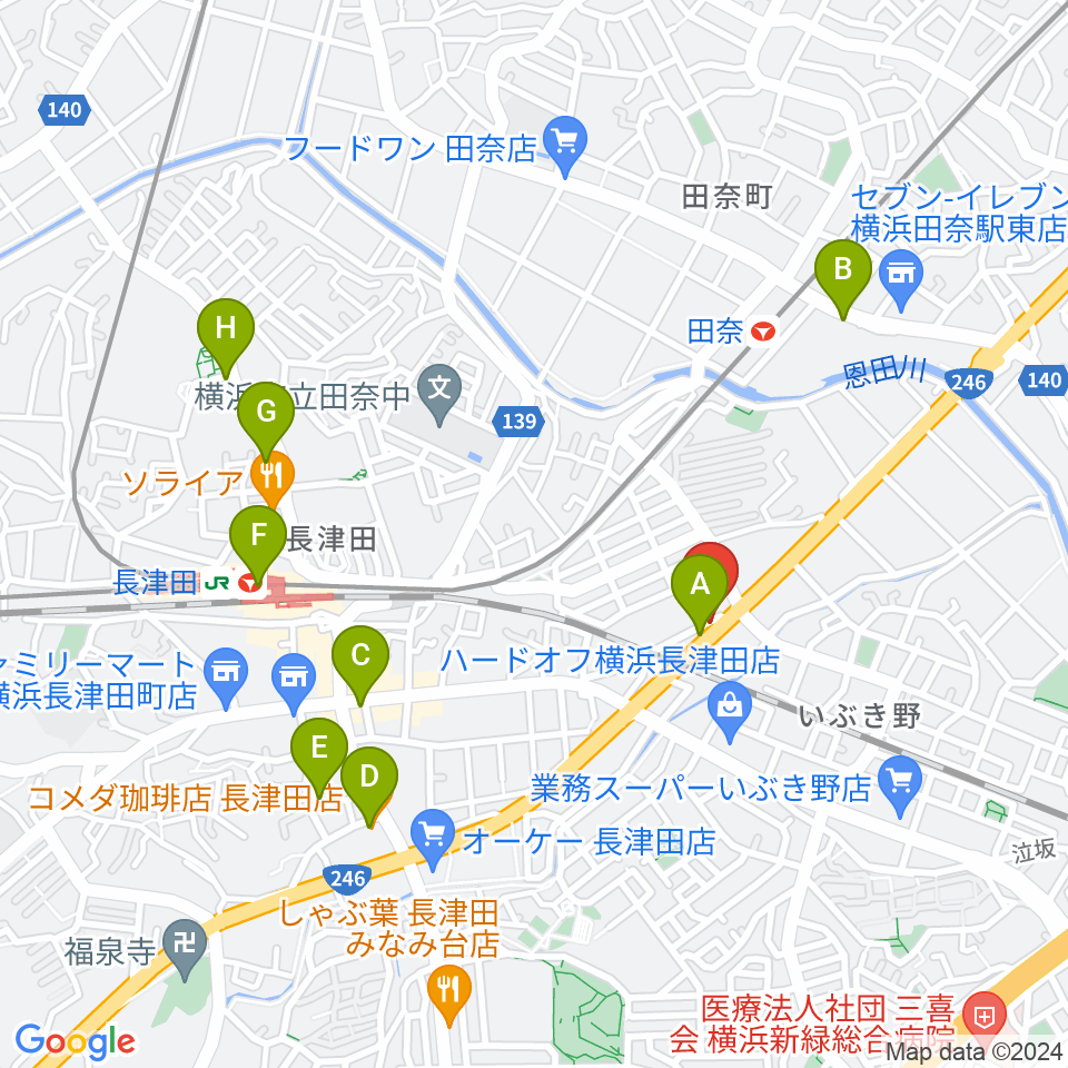 管楽器工房 ブレーザーシュトラッセ周辺のカフェ一覧地図