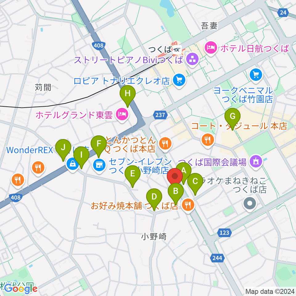 クレフ楽器周辺のカフェ一覧地図