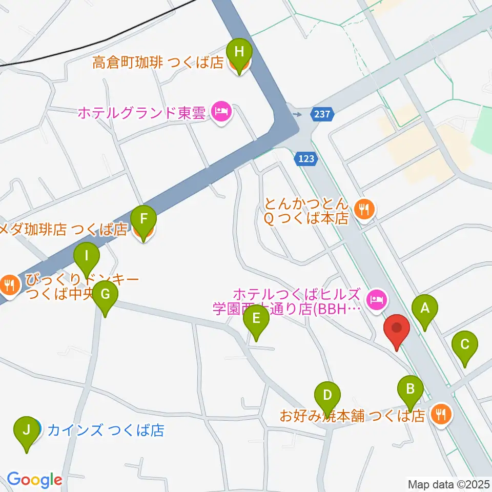 クレフ楽器周辺のカフェ一覧地図