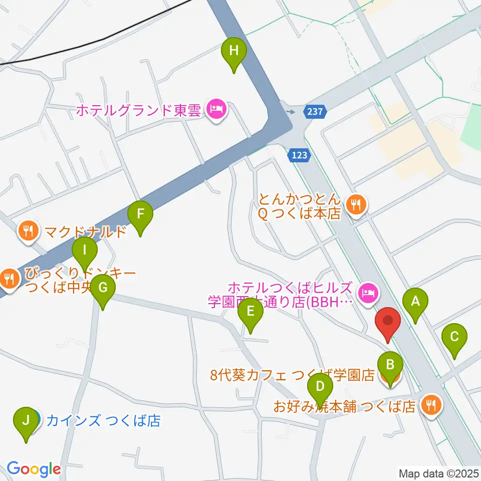 クレフ楽器周辺のカフェ一覧地図