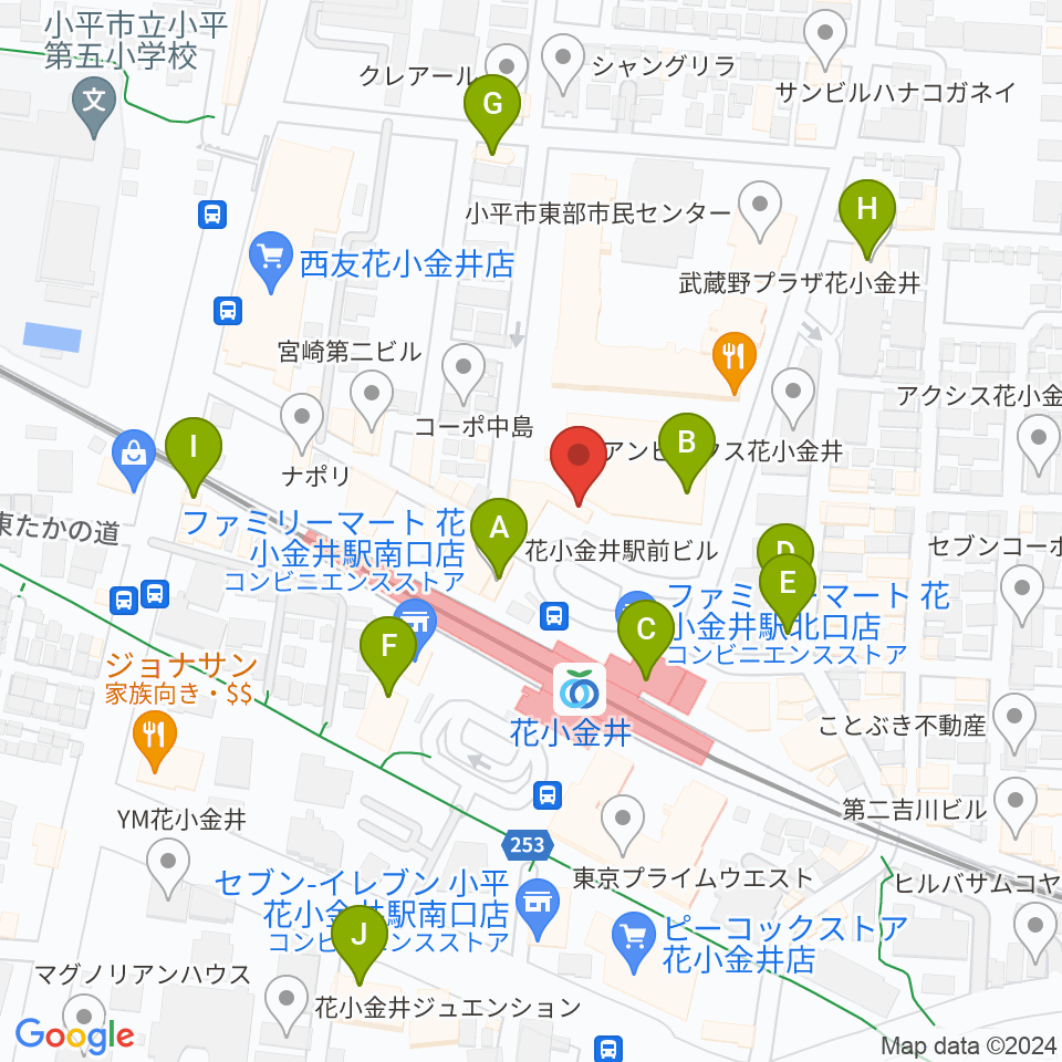 花小金井GUITAR REPAIR周辺のカフェ一覧地図