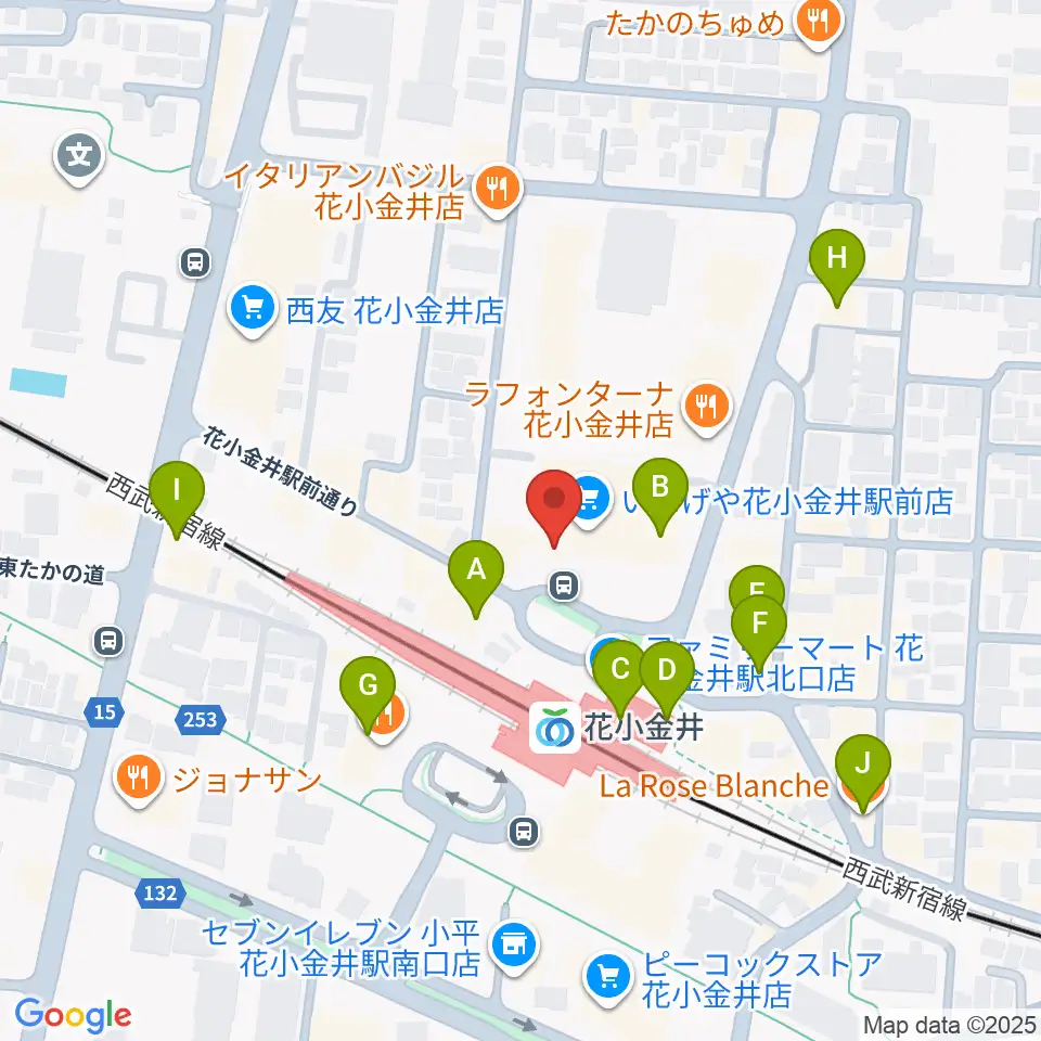 花小金井GUITAR REPAIR周辺のカフェ一覧地図