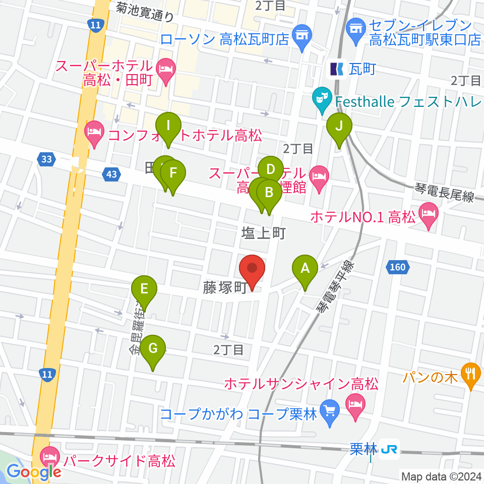 管楽器専門店ミュージカルヒロ周辺のカフェ一覧地図