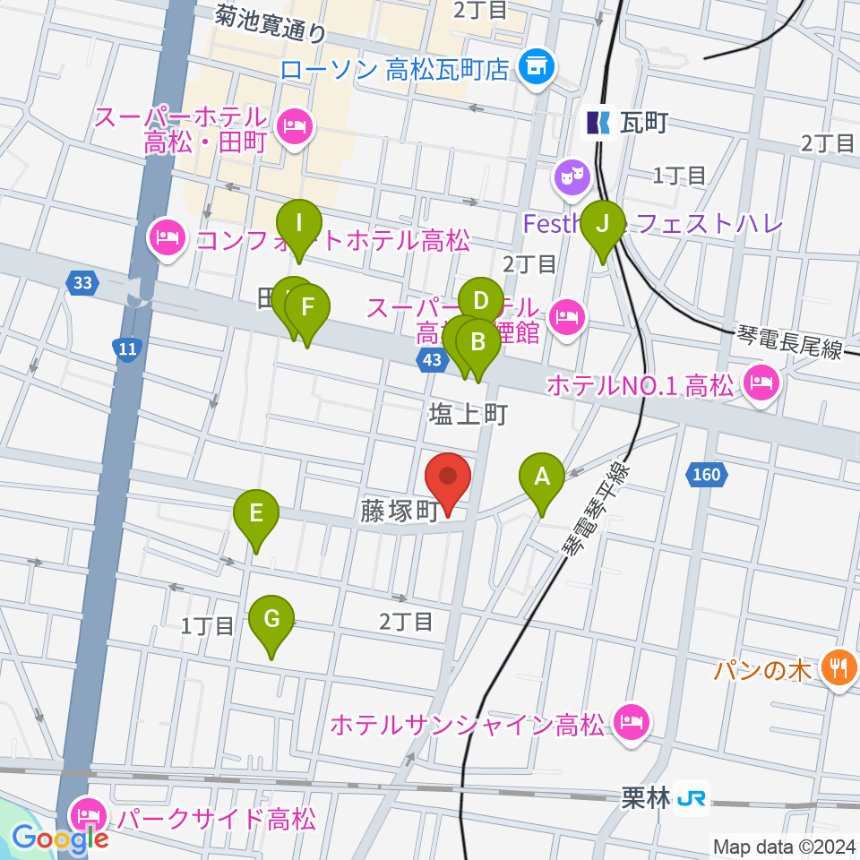 管楽器専門店ミュージカルヒロ周辺のカフェ一覧地図