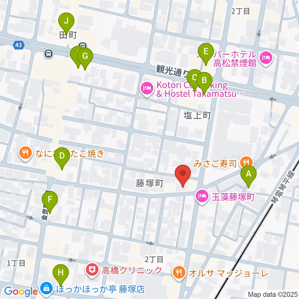管楽器専門店ミュージカルヒロ周辺のカフェ一覧地図