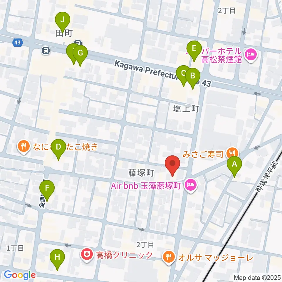 管楽器専門店ミュージカルヒロ周辺のカフェ一覧地図