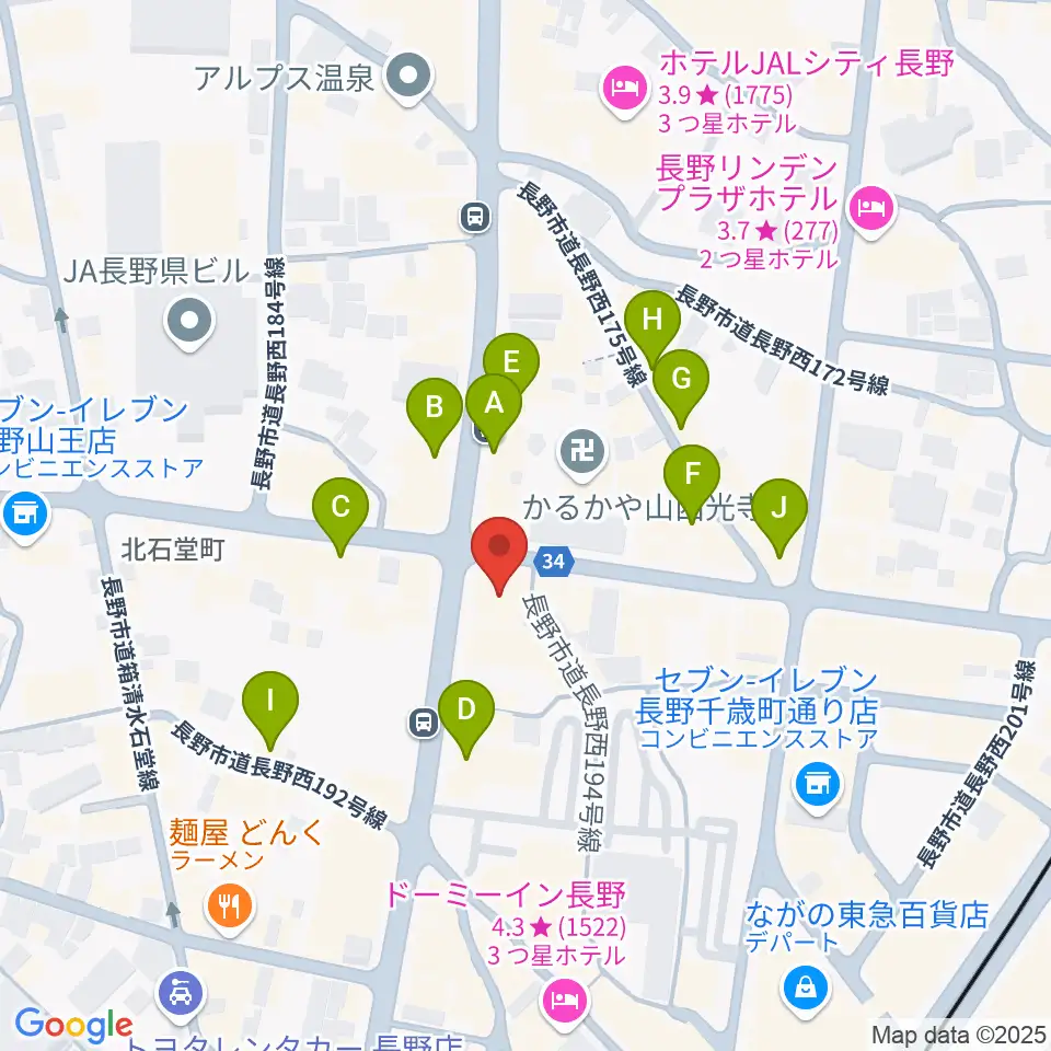 美鈴楽器本店周辺のカフェ一覧地図