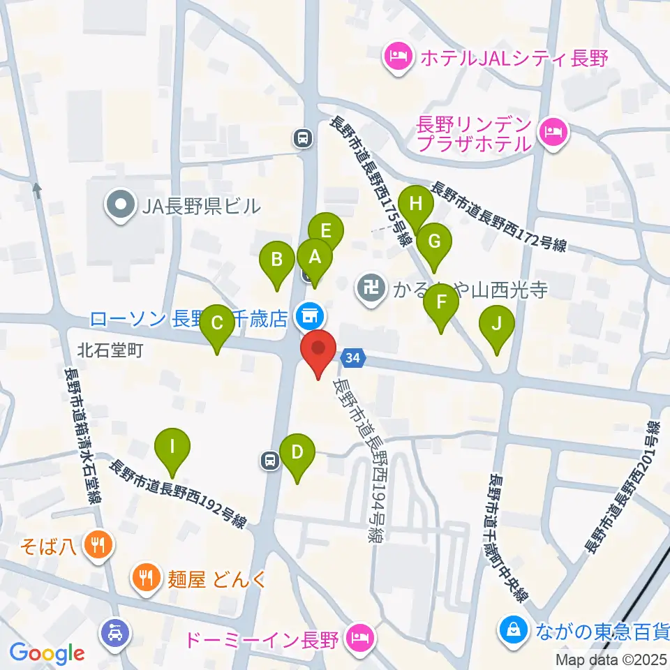 美鈴楽器本店周辺のカフェ一覧地図