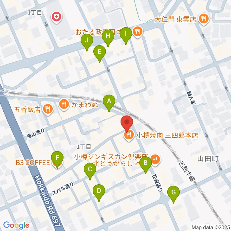光栄堂楽器店周辺のカフェ一覧地図
