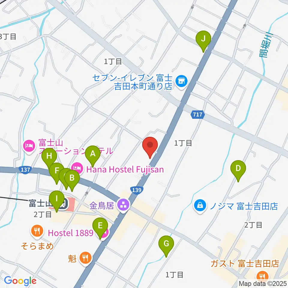 内藤楽器 富士吉田店周辺のカフェ一覧地図