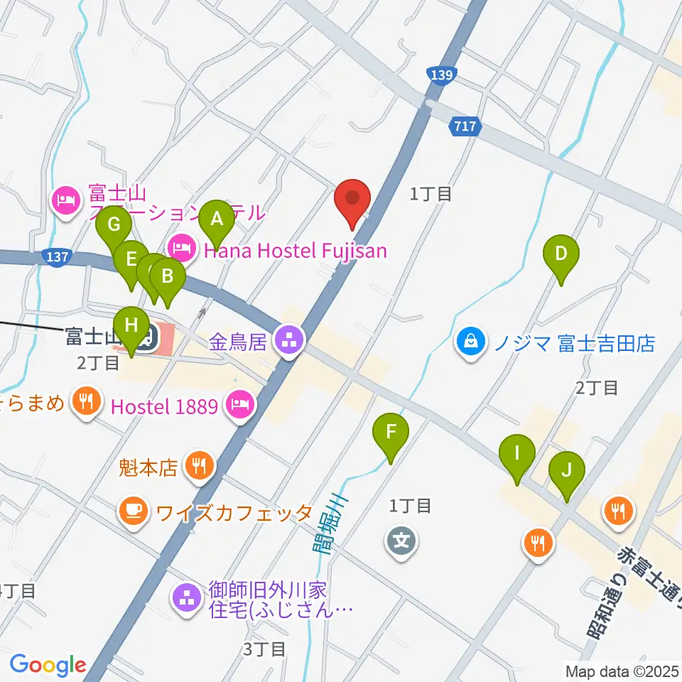 内藤楽器 富士吉田店周辺のカフェ一覧地図
