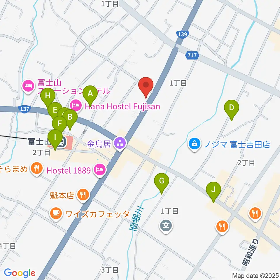 内藤楽器 富士吉田店周辺のカフェ一覧地図
